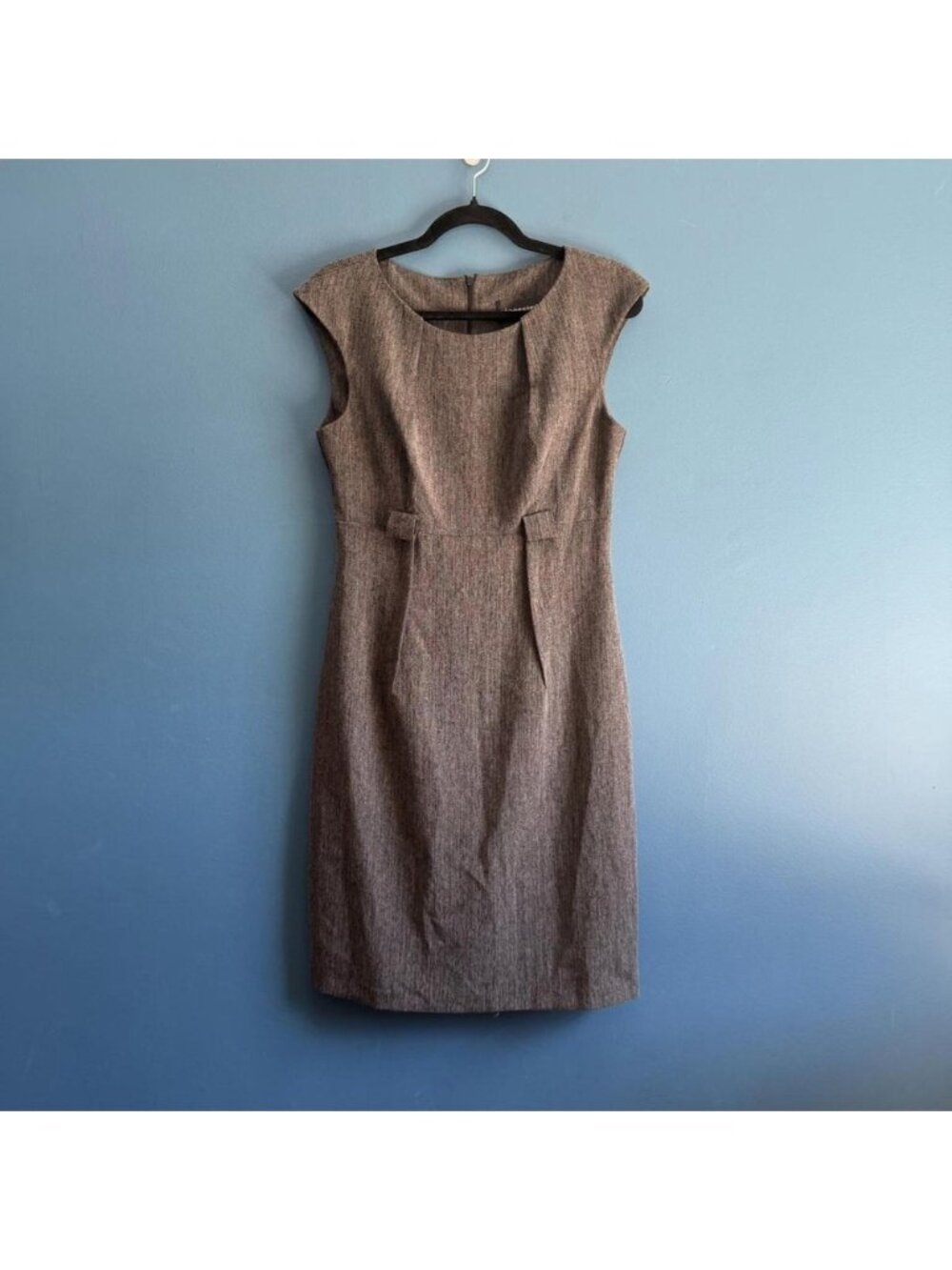Y2K Gray Pencil Dress Women's Size 6 Connected Apparel Cap Sleeve Minimal Office